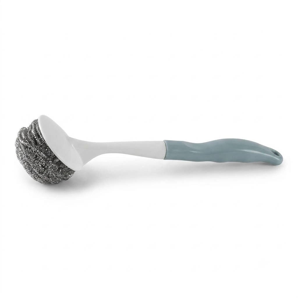 Long-Handle Stainless Steel Wire Ball Brush