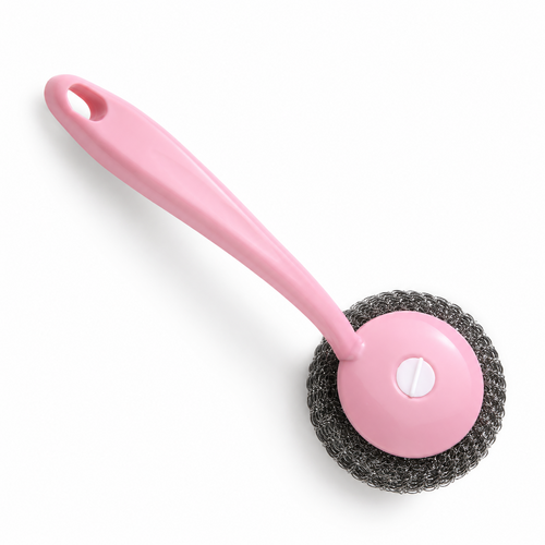 Stainless steel scrubbing steel wool handle brush