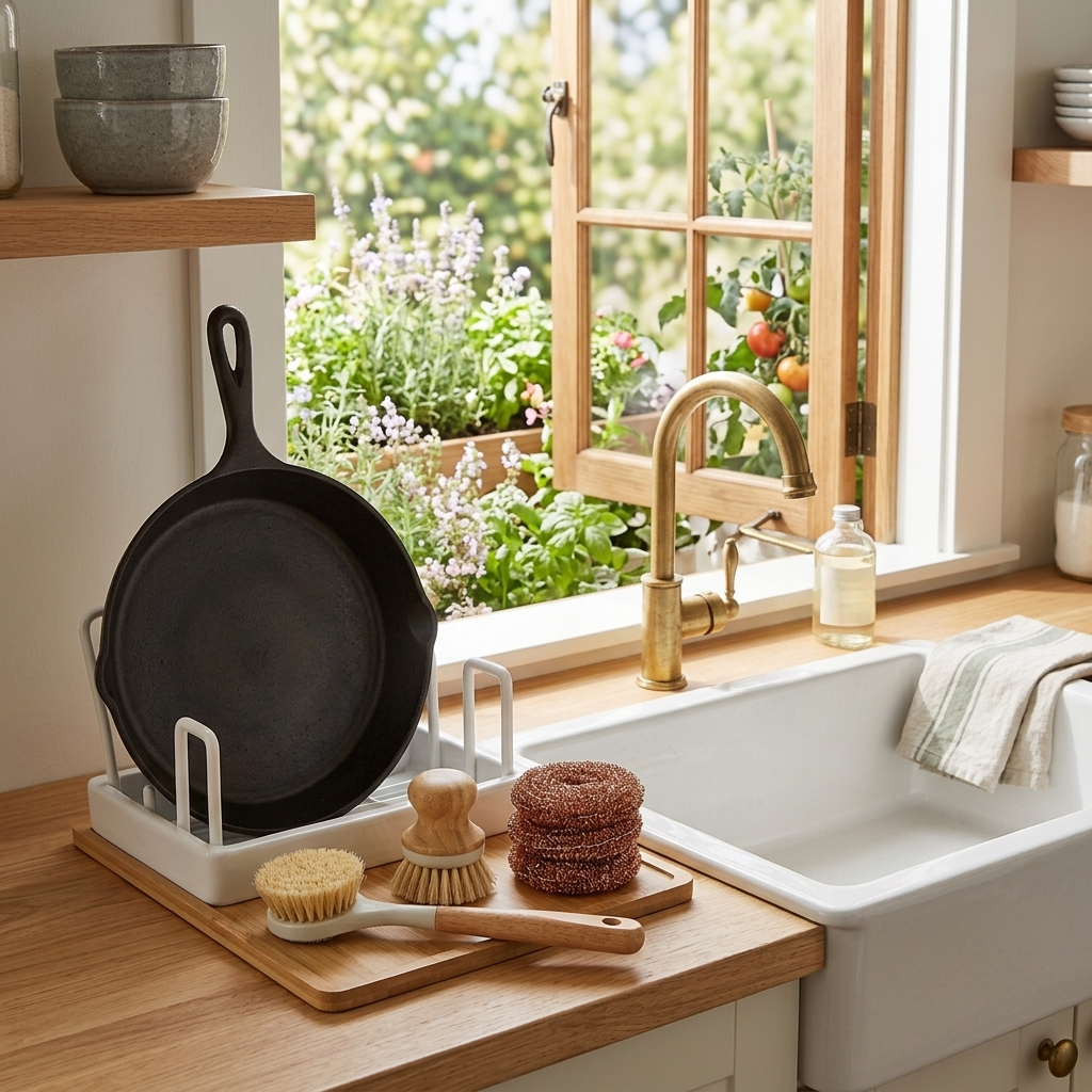 Solid Wood Handle Pot Brush