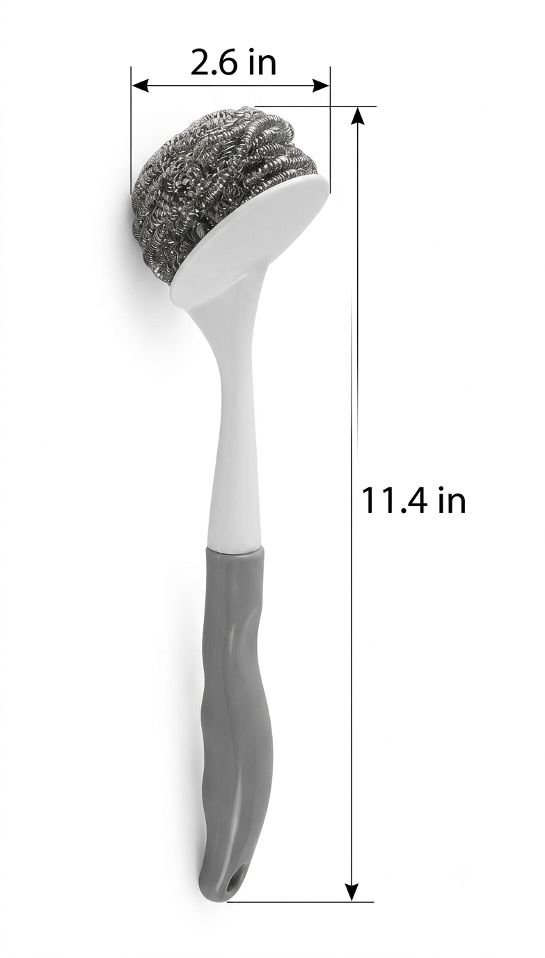 Long-Handle Stainless Steel Wire Ball Brush